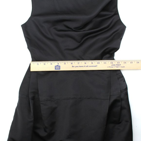 Gary Graham Black Silk Asymmetric Dress Sleeveless Draped Front Bell Skirt 2/S - Picture 13 of 15